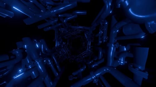 3D render, sci-fi futuristic endless background, technogenic tunnel