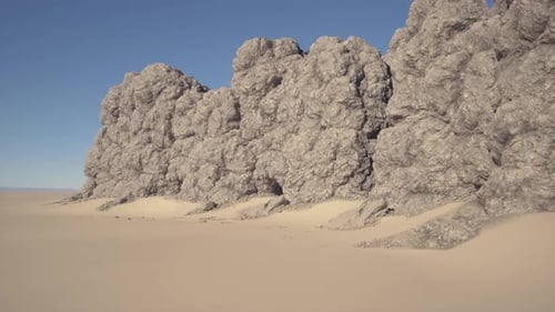 Sunny Desert Landscape with Rugged Rock Formations