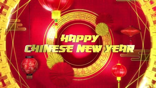 Gold Happy Chinese Lunar New Year With Background Seamless Loop