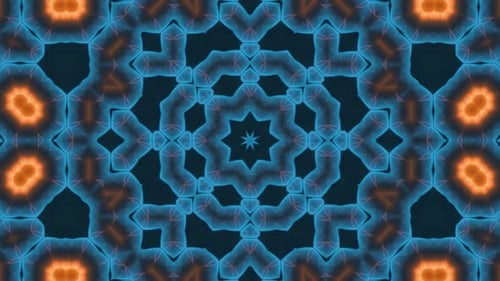 Seamless Glowing Abstract Geometric Kaleidoscope Loop