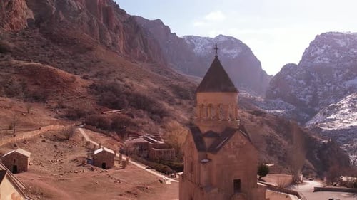 Aerial video above the Armenian Orthodox Noravank Monastery