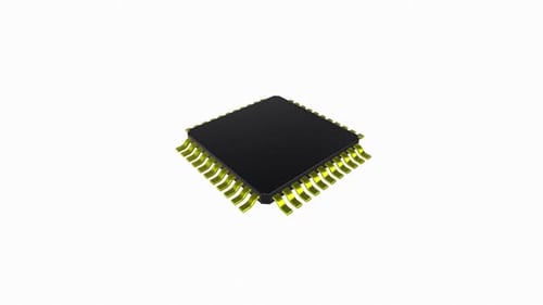 Seamless Loop of a Rotating 3D Computer Microchip