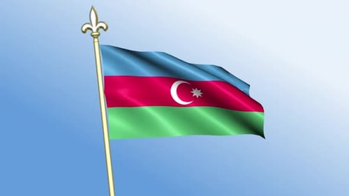 3D Rendered Azerbaijan National Flag Waving Loop