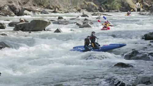 White Water Rafting on the Rapids of River in Carpathians Ukraine