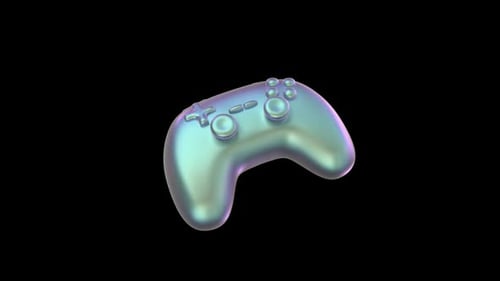 Joystick Icon Iridescent social media aesthetics on a transparent alpha loop