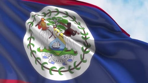 Belize National Flag Waving 3D Animation