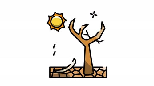 Animated Drought Icon Illustrating Climate Change and Desertification