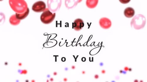 Animated Happy Birthday Message with Falling Balloons and Confetti