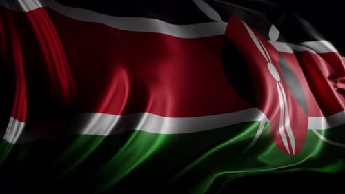 Waving Kenyan Flag Animation with Realistic Fabric Motion