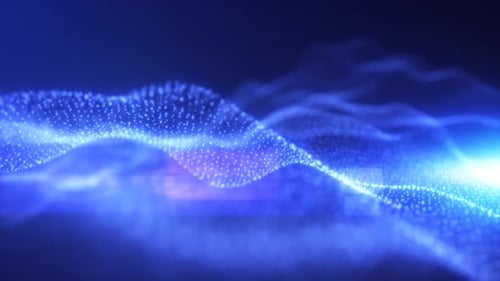 Dynamic Blue Particle Wave Abstract Background Animation