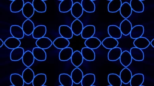 Abstract Blue Glowing Geometric Kaleidoscope Pattern