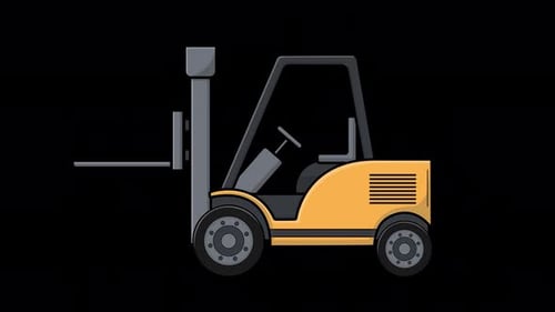Animated Forklift Transparent Video - Construction Equipment Concept