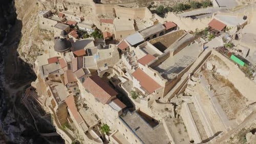 Mar Saba Greek Orthodox Monastery in Israel Judaean Desert, Aerial view