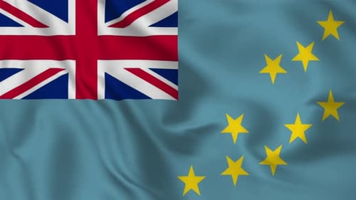 Tuvalu National Flag Waving Seamlessly with Realistic Fabric Motion