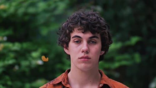 Portrait Serious Face Caucasian Man Ooking at Camera Enjoying in Urban City Handsome Confident