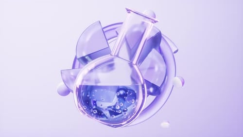 Chemical flask with purple glass background