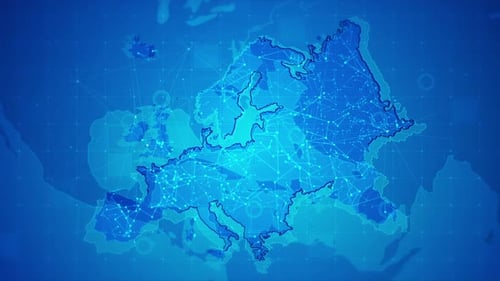Futuristic Europe Map Data Network Animated Background