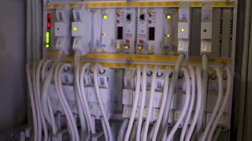 High Tech Server with Cables and Blinking Lights