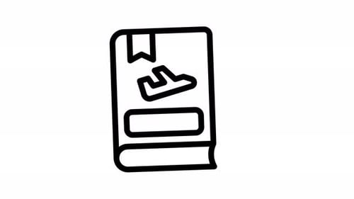 Animated Travel Book Icon Line Art