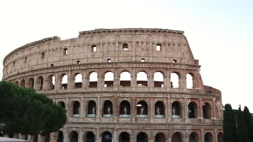 Colosseum ancient amphitheater isolated on a white background in Rome, Italy
