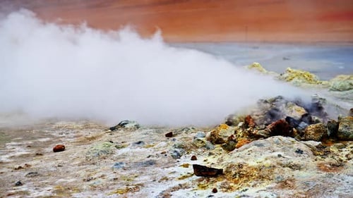 A Medium Closeup Shot Of Steam Coming From A Fumarole