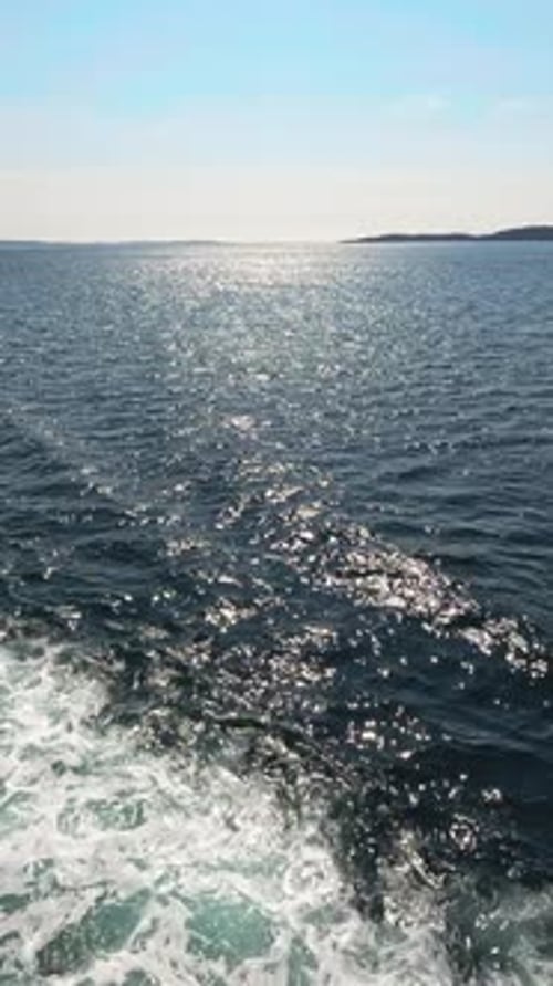 The Wake From a Ferry Boat on the Ocean