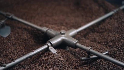 Coffee Beans Roasting Inside Industrial Machine