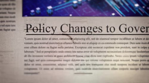 Digital Newspaper Headline Revealing AI Policy Changes