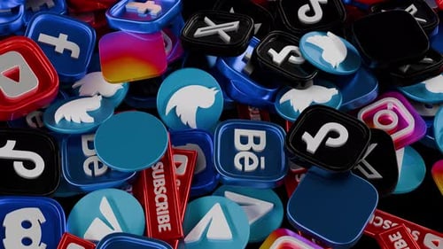 Pilha animada de ícones de mídia social