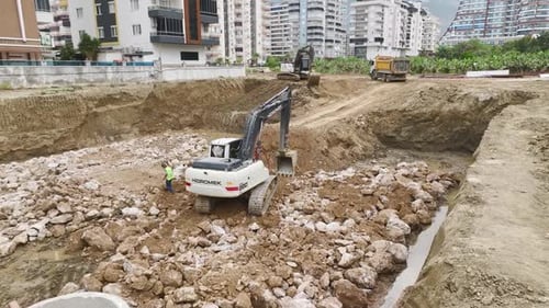 Building Strong Foundations Aerial of Soil Unloading