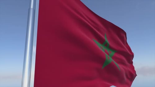 Morocco Flag Waving Seamless Loop