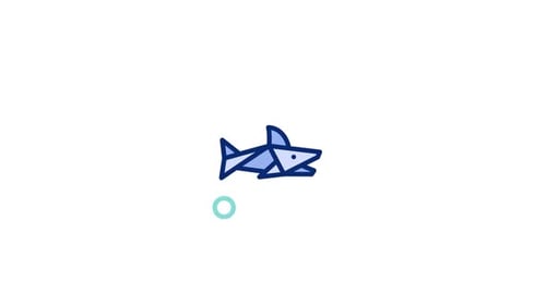 Animated Geometric Flat Design Shark Icon Reveal