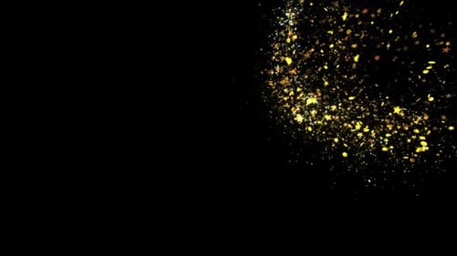 Golden Glitter Flight with Shining Gold Light Particles Trail