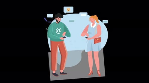Social Media Engagement Flat Design Animation with People