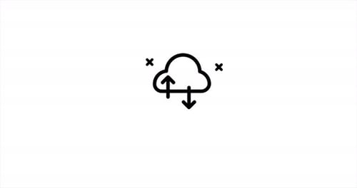 Animated Flat Design Cloud Data Transfer Icon