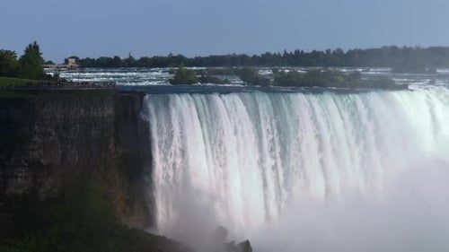 Panoramic View of Niagara Falls with Cascading Waters, Canada