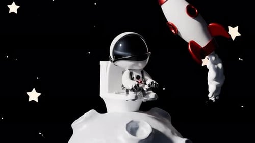 Cartoon Astronaut Loop Animation Satisfying Video