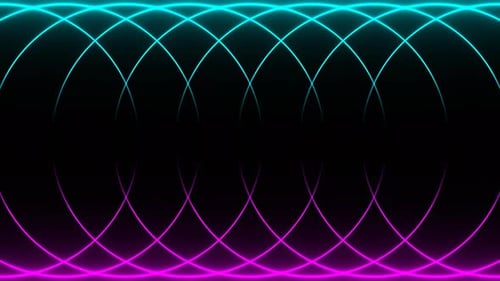 Cyan And Pink Abstract Rotating Neon Circles Background Vj Loop In 4K