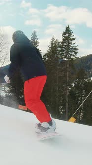 Woman Snowboarding on Ski Resort in Winter Season Active Pastime and ...