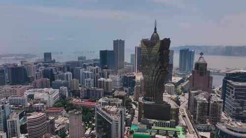 Panorama Of The Whole Of Macau With Large Buildings