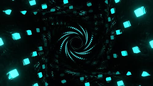 Turquoise Fantastic Glowing Vortex Spiral Light Magic Background Vj Loop In 4K