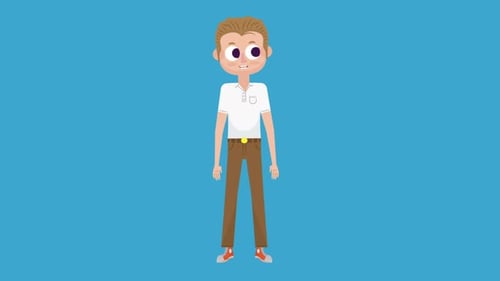 Animated Flat Design Male Character Standing with Expressions