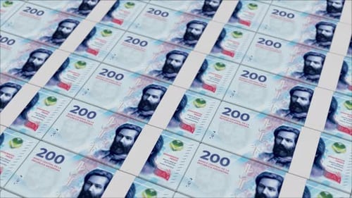 200 ARGENTINE PESO banknotes printed by a money press