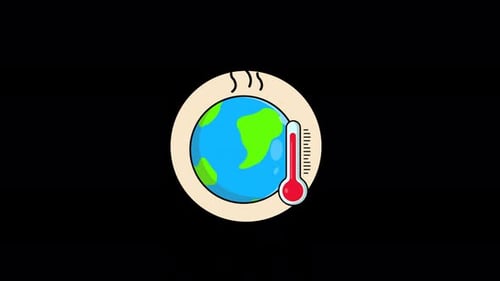 Animated Global Warming Earth Thermometer Icon