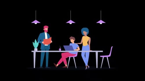 2D Cartoon People On Business Training Alpha Channel HD