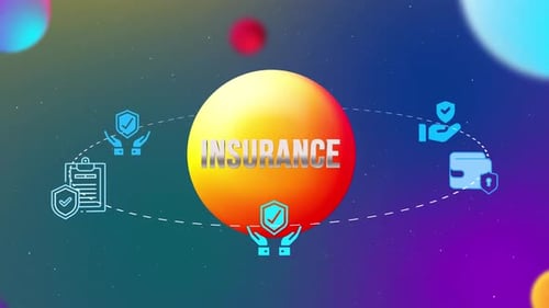 Íconos de seguros con animación de estilo orbital en 3D