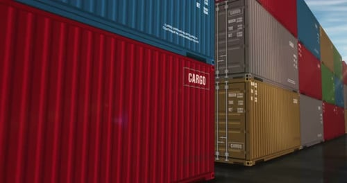 Cargo transport import export cargo containers in row endless