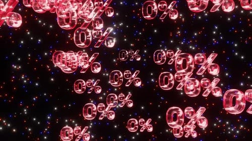 Red Zero Percent Floating Symbols Background Animation Loop