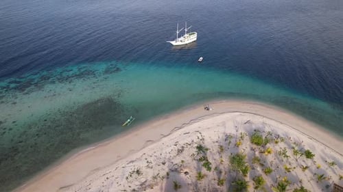 Isolated Island and Yacht