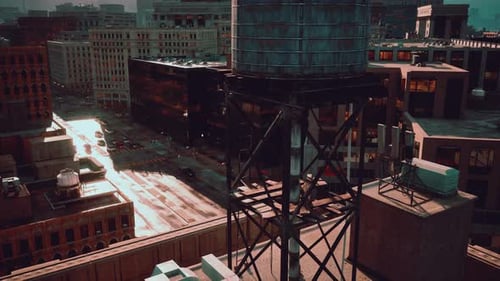 Vista de una ciudad desde lo alto de un edificio